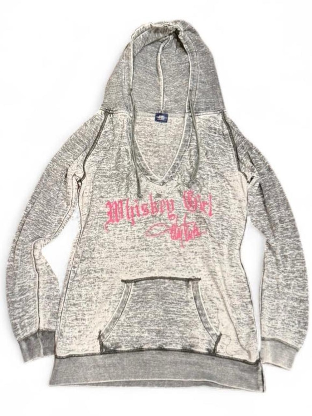 Y2K Toby Keith Faded Stretch Thin Long V Neck Hoodie